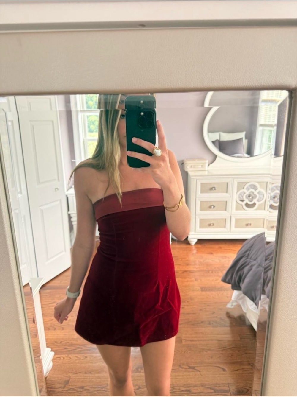Tiktok shop velvet burgundy Christmas dress